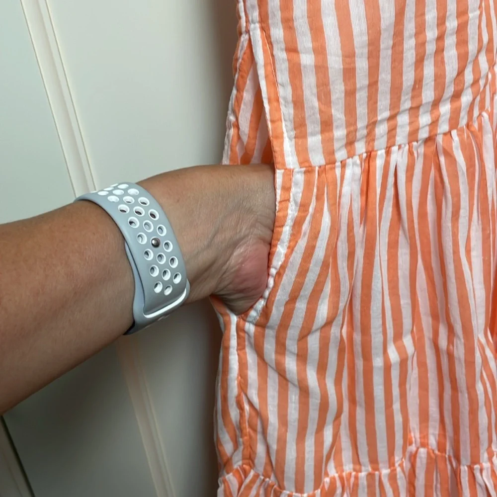 Oliphant Coral and White Ruffled Tiered Sundress - Picture 7 of 7